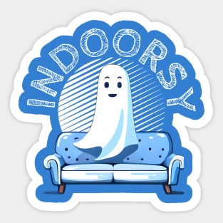 Indoorsy- A cut loner ghost Sticker